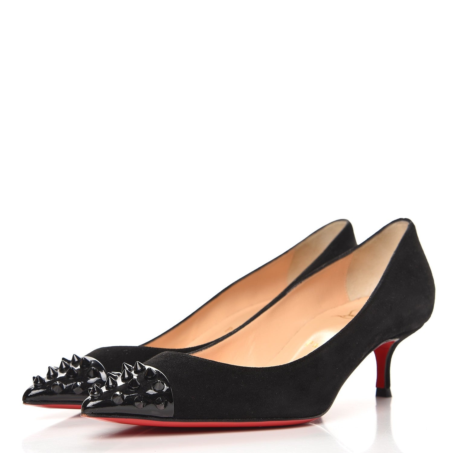 Christian Louboutin Suede Patent Geo 45 Pumps 38.5 Black 2 of 9