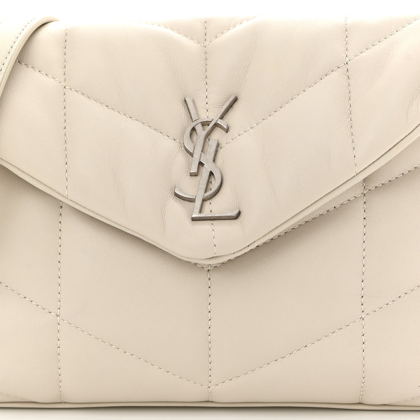 Lambskin Quilted Toy Loulou Puffer Monogram Chain Satchel Crema Soft