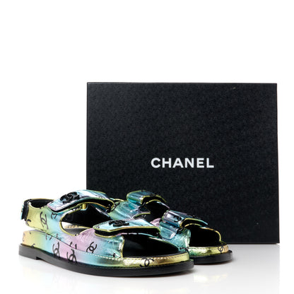 Chanel Laminated Lambskin Printed CC Dad Sandals 39 Multicolor 9 of 9