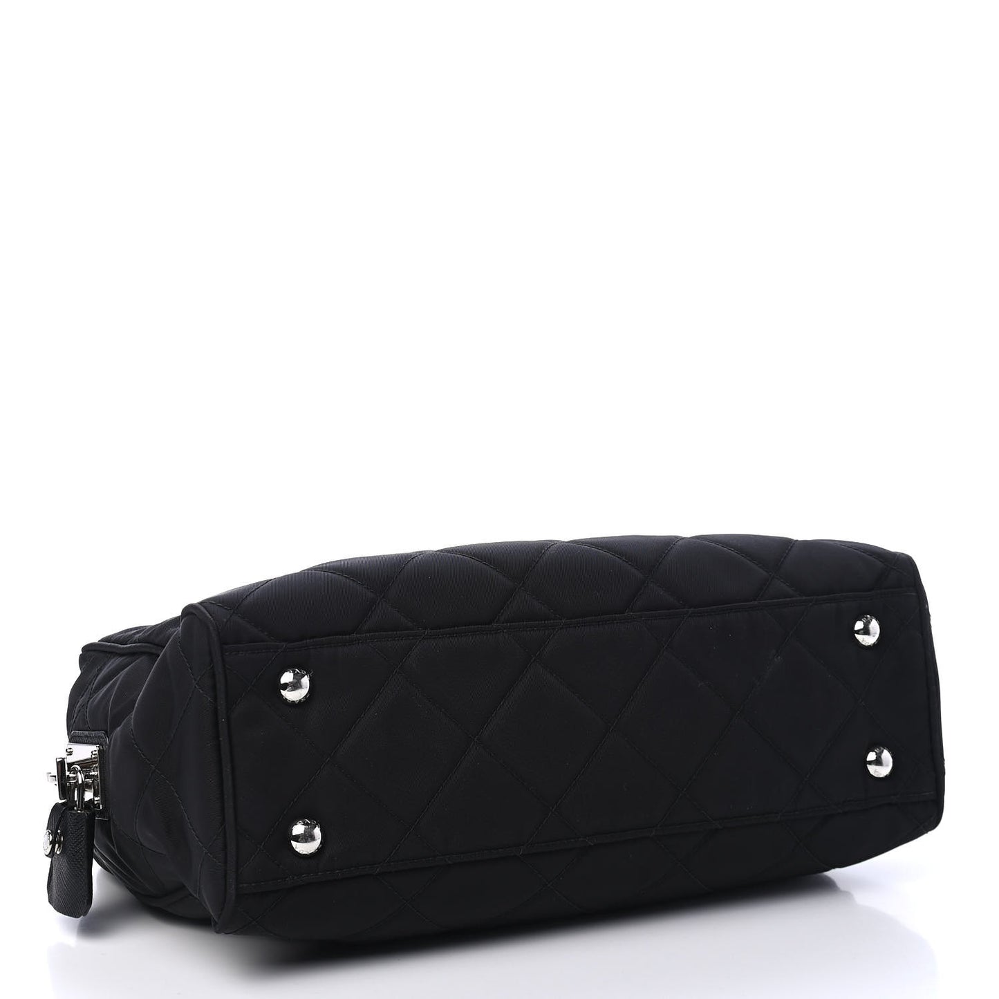 Nylon Tessuto Impuntu Quilted Shoulder Bag Black