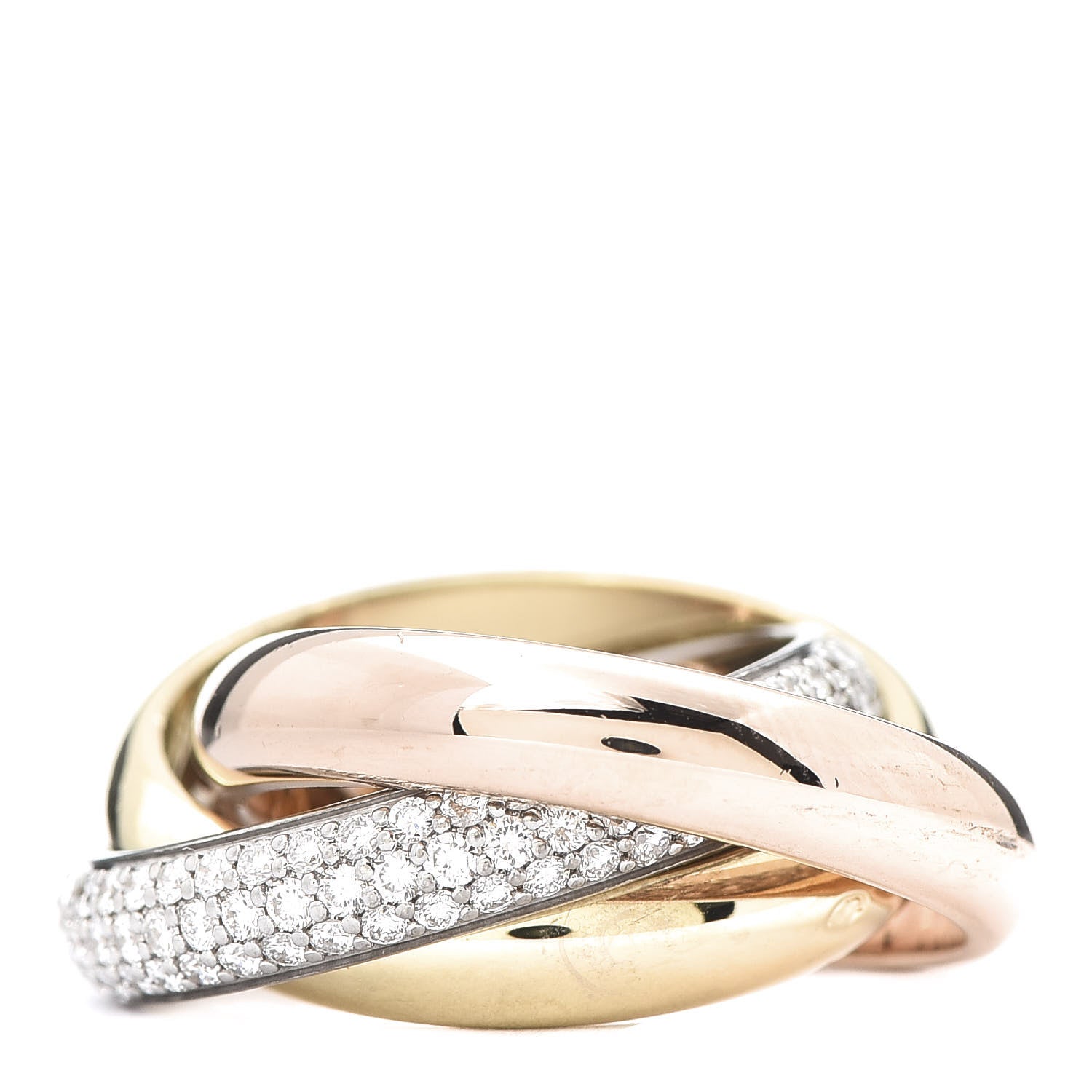 Cartier 18K White Yellow Pink Gold Diamond Classic Trinity Paved Ring 49 4.75 2 of 6
