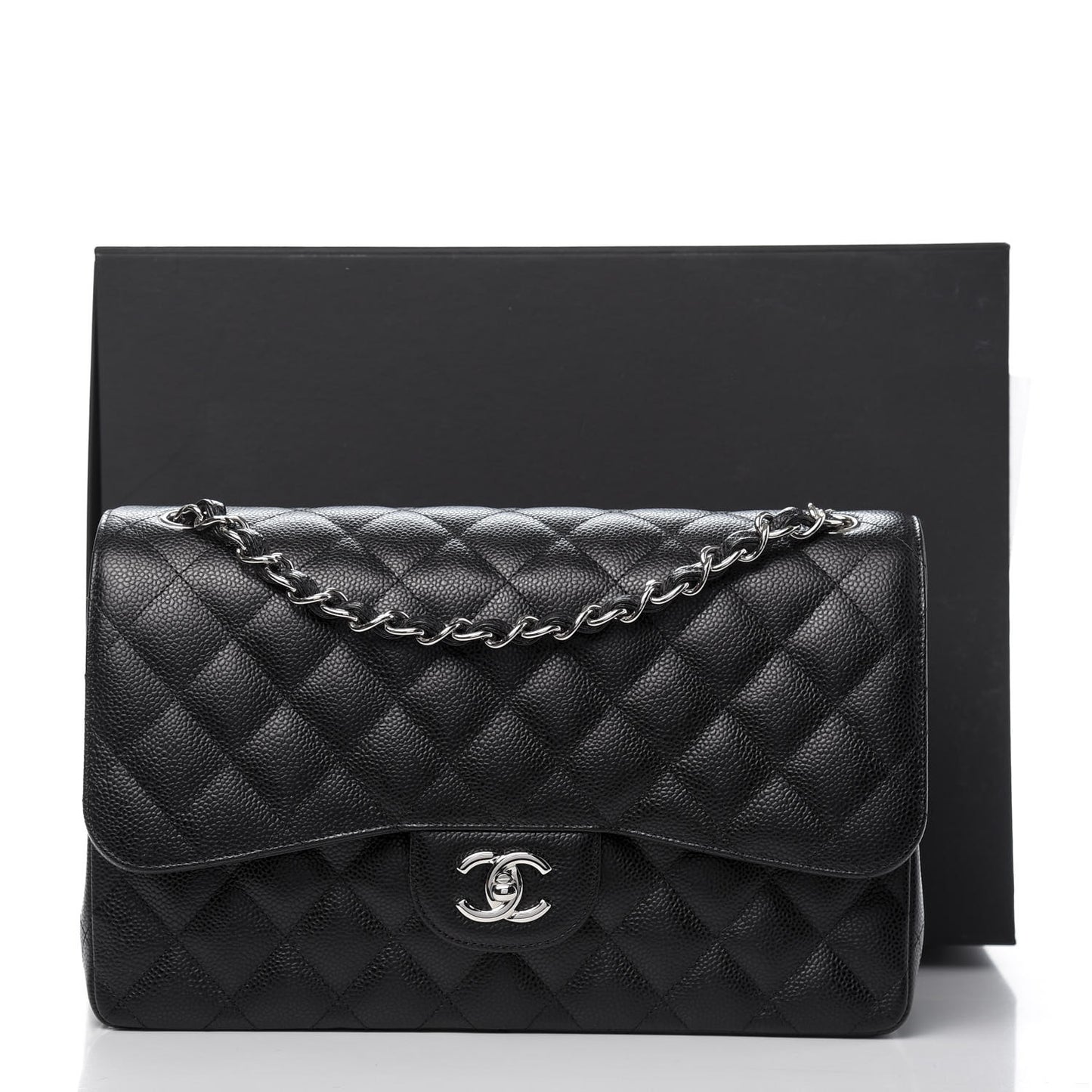 Caviar Quilted Jumbo Double Flap Black