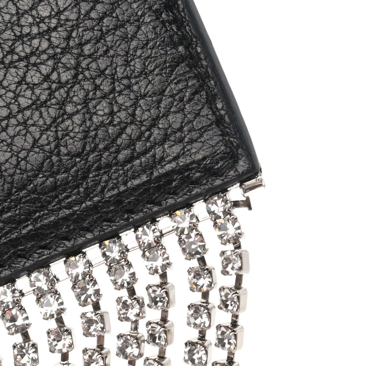 Miu Miu Goatskin Madras Crystal Card Holder Fringe Crossbody Black 9 of 10