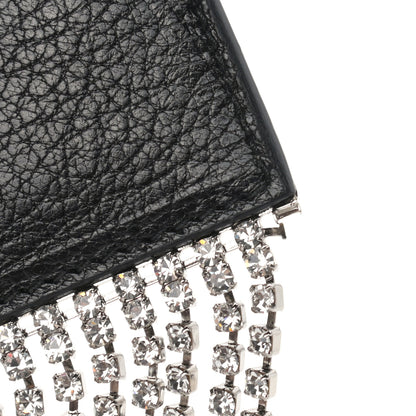 Miu Miu Goatskin Madras Crystal Card Holder Fringe Crossbody Black 9 of 10