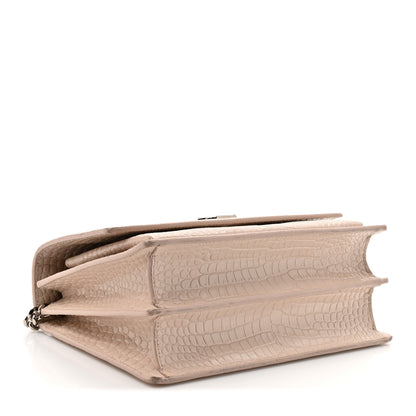 Saint Laurent Calfskin Crocodile Embossed Medium Monogram Sunset Rose Antic 3 of 14