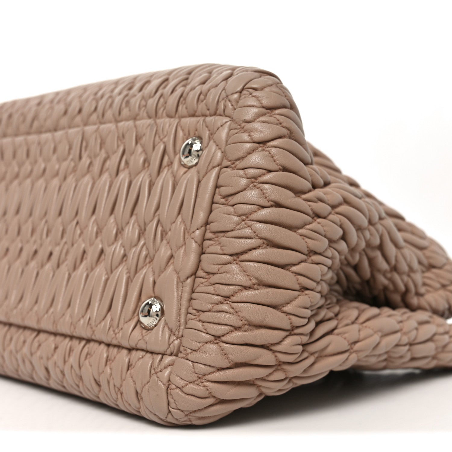 Miu Miu Nappa Matelasse Swarovski Crystal Tote Cammeo 1883105