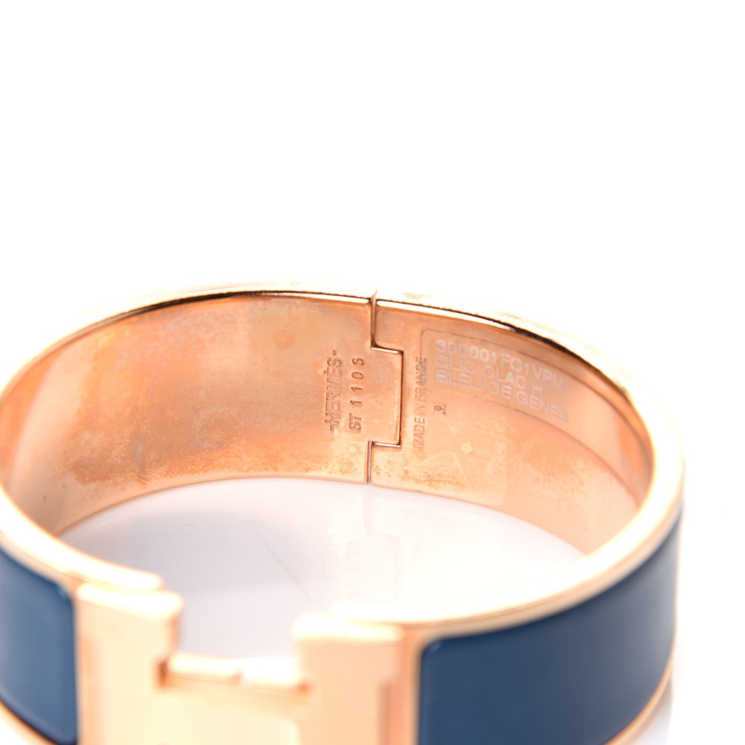 Hermes Enamel Wide Clic Clac H Bracelet PM Bleu De Genes 4 of 5