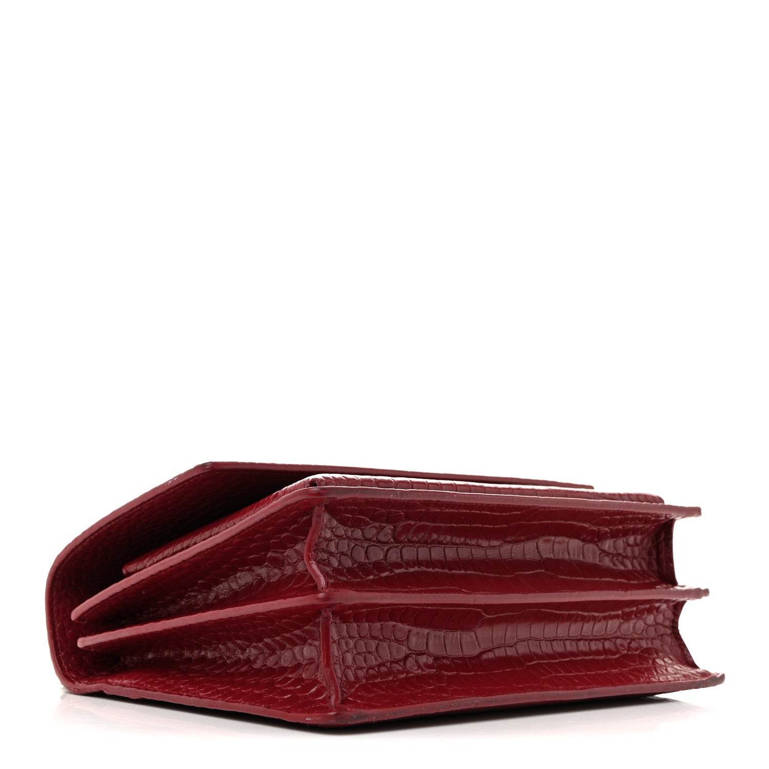 Saint Laurent Calfskin Crocodile Embossed Medium Monogram Sunset Rouge Eros 4 of 14