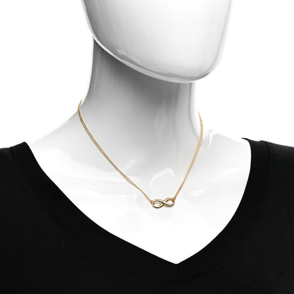 Tiffany 18K Yellow Gold Infinity Double Chain Pendant Necklace 2 of 4