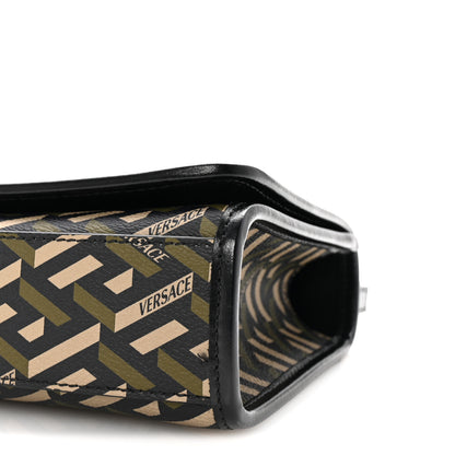 Versace Coated Canvas La Greca Signature Top Handle Bag Black Khaki 9 of 9