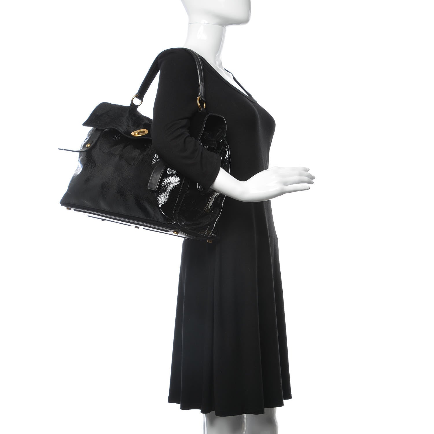 Saint Laurent Pony Hair Patent Large Muse Two Black 2 of 11