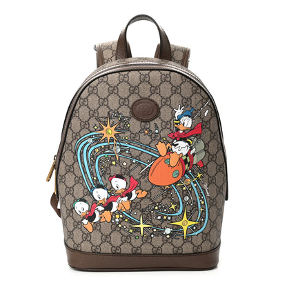 Gucci X DISNEY GG Supreme Monogram Donald Duck Small Interlocking G Dome Backpack Beige Multicolor New Acero 1 of 10