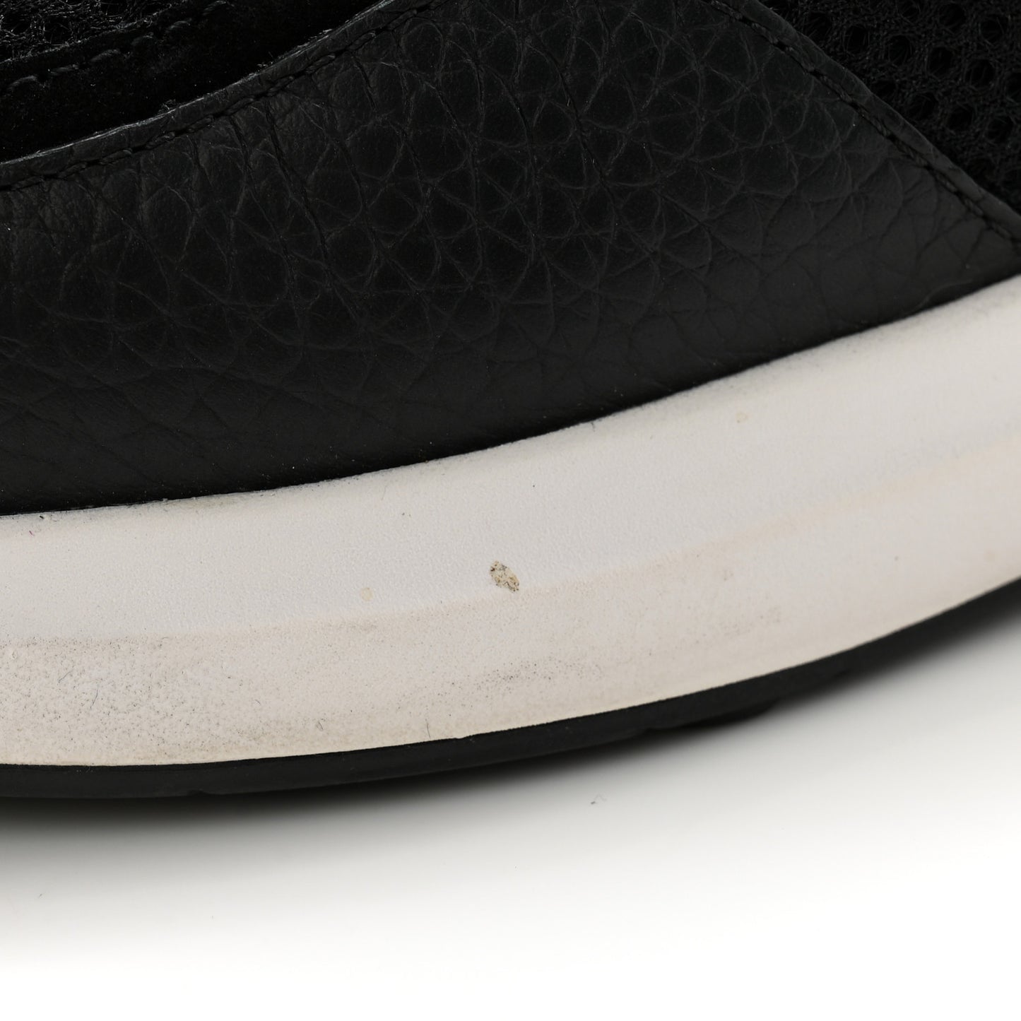 Calfskin Mesh Lycra Suede Womens Logo Sneakers 38.5 Black