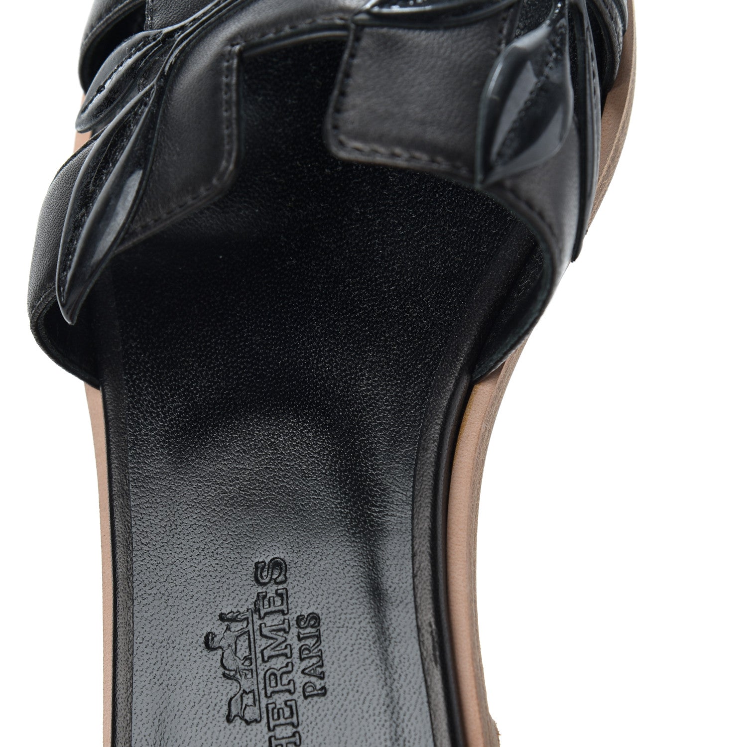 Hermes Nappa Patent Laurel Oran Sandals 35 Black 11 of 18