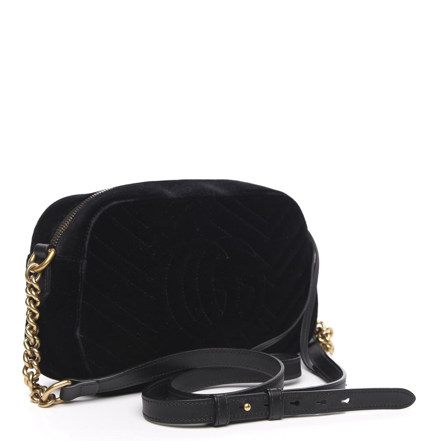 Velvet Matelasse Small GG Marmont Chain Shoulder Bag Black