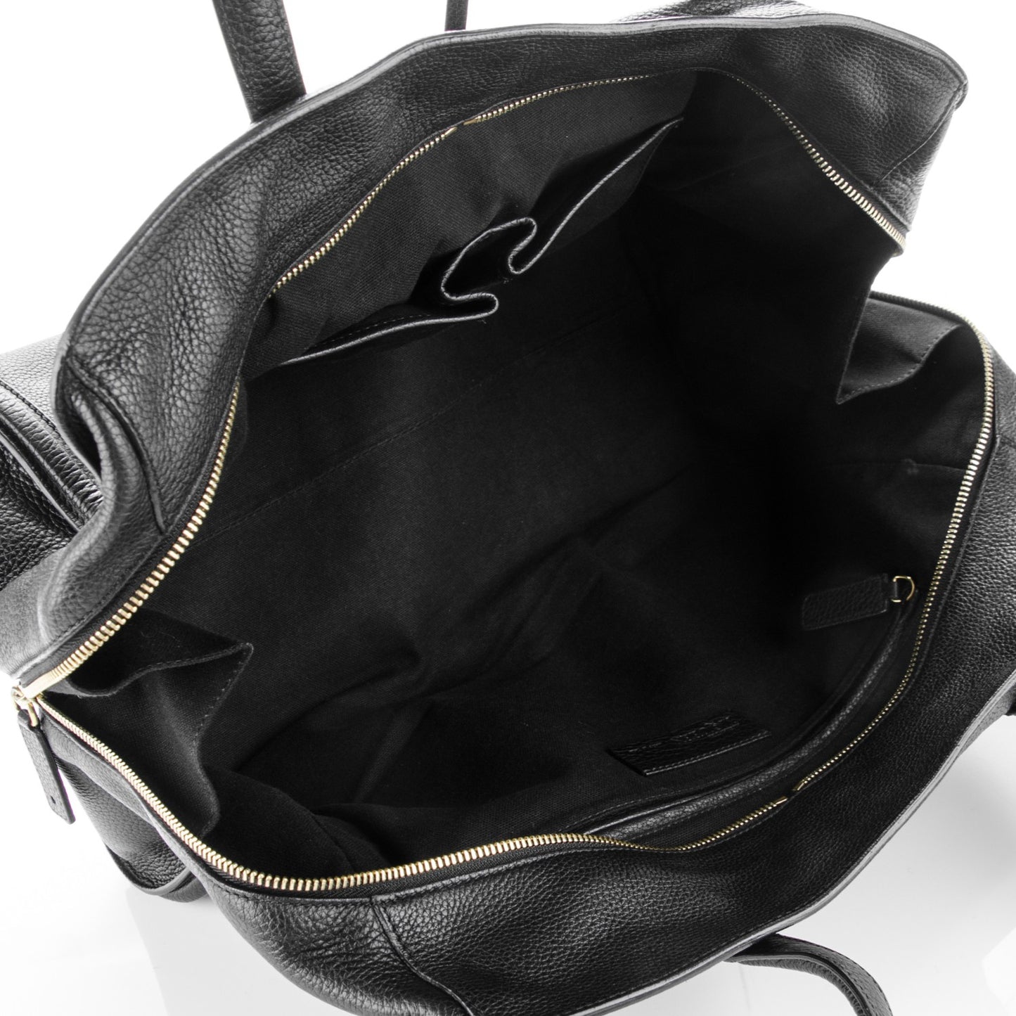 Pebbled Calfskin Large Skull Padlock Zip Around Tote Black