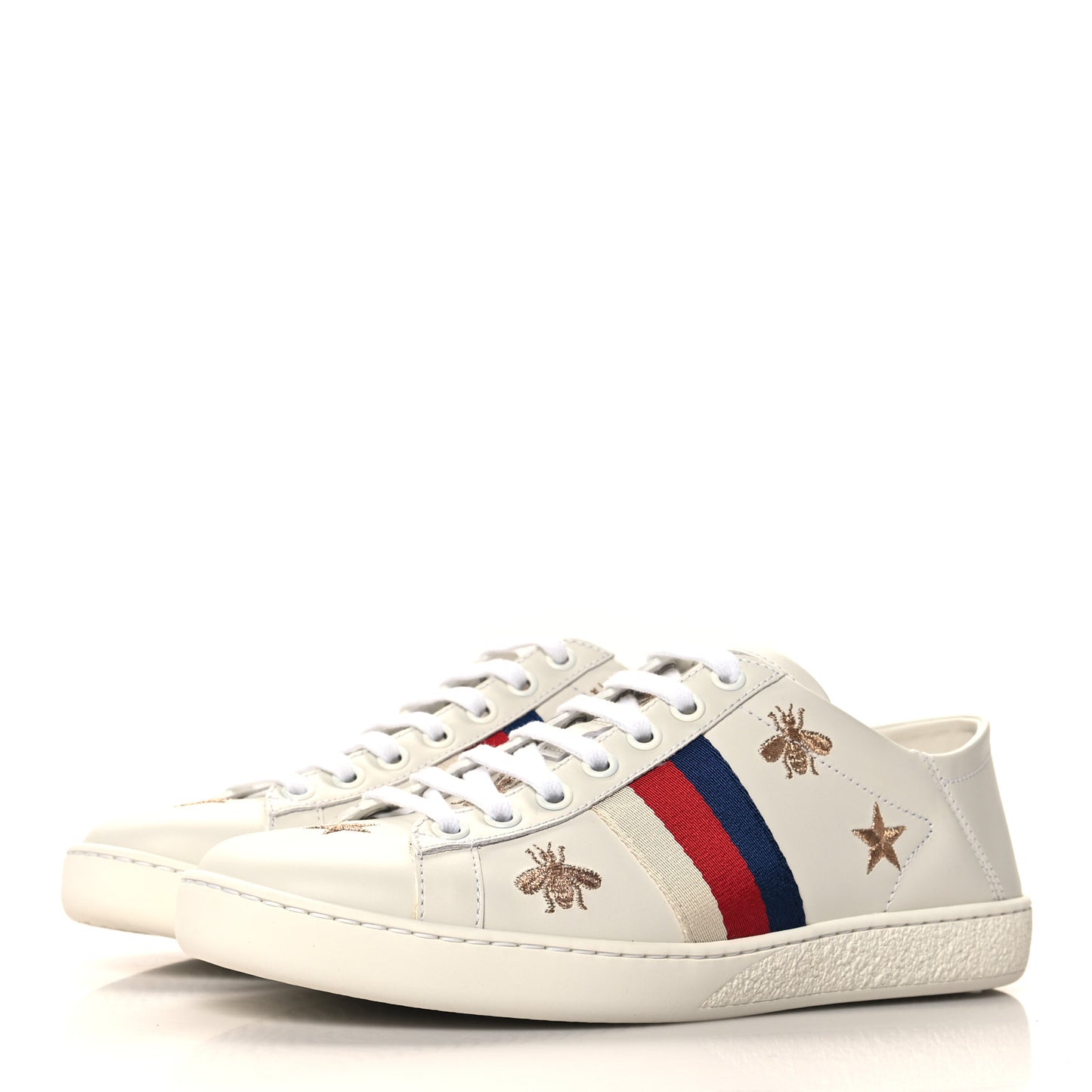 Calfskin Bee Star Embroidered Sylvie Web Ace Sneakers 35.5 White