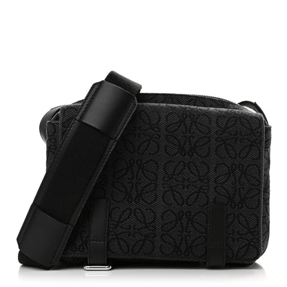 Loewe Jacquard Anagram Calfskin Military Messenger Bag Anthracite Black 1 of 8