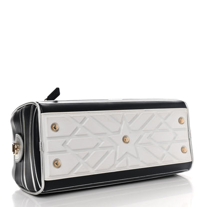 Christian Dior Padded Etoile Calfskin Embossed Medium Dior Vibe Zip Bowling Bag Silver Black 4 of 17