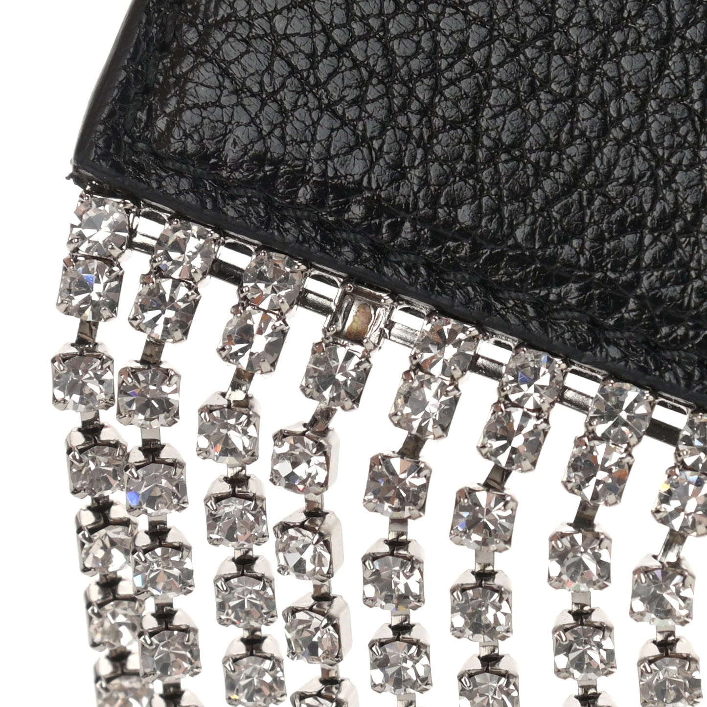 Goatskin Madras Crystal Card Holder Fringe Crossbody Black