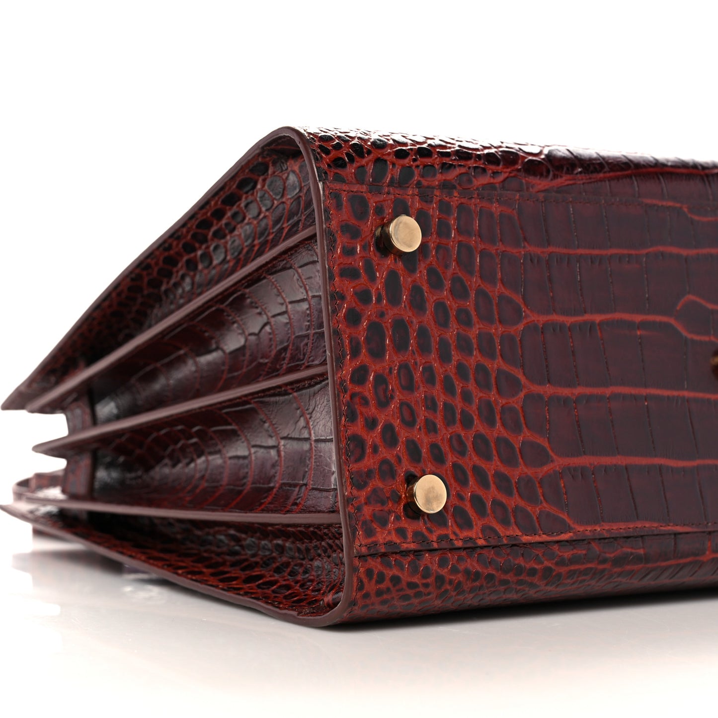 Calfskin Crocodile Embossed Small Sac de Jour Dark Blood
