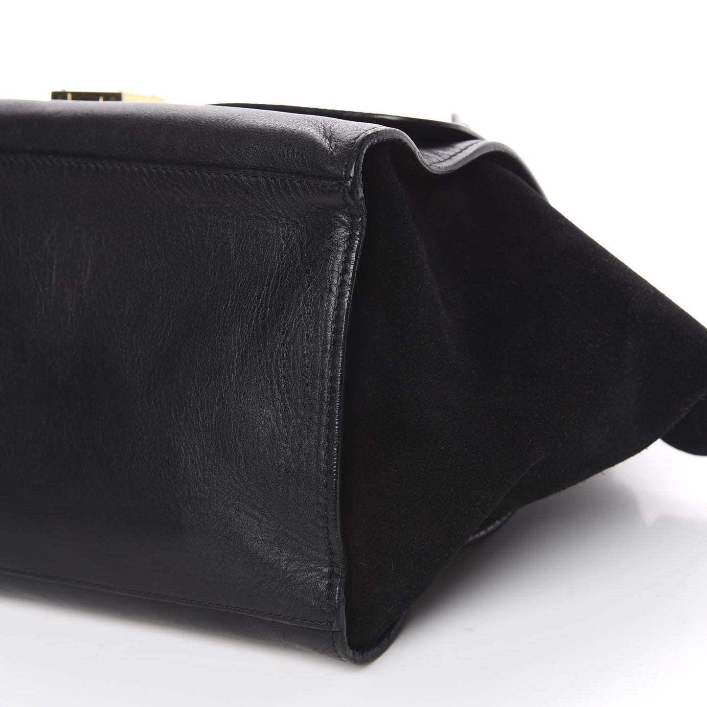 Smooth Calfskin Suede Medium Trapeze Black