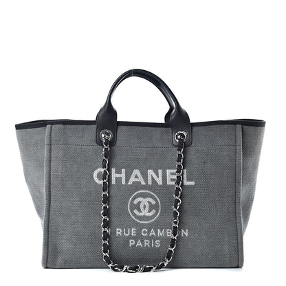 Chanel Canvas Large Deauville Tote Grey 1 of 10