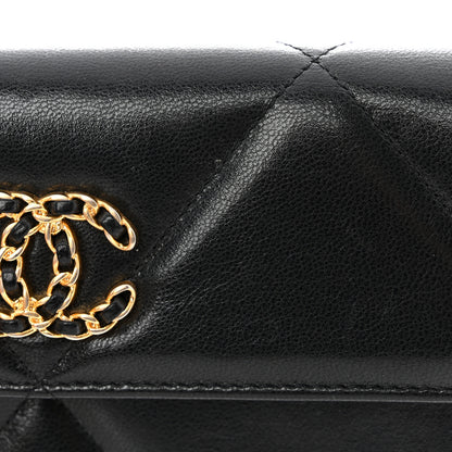Chanel Lambskin Quilted Chanel 19 Flap Wallet Black 9 of 11