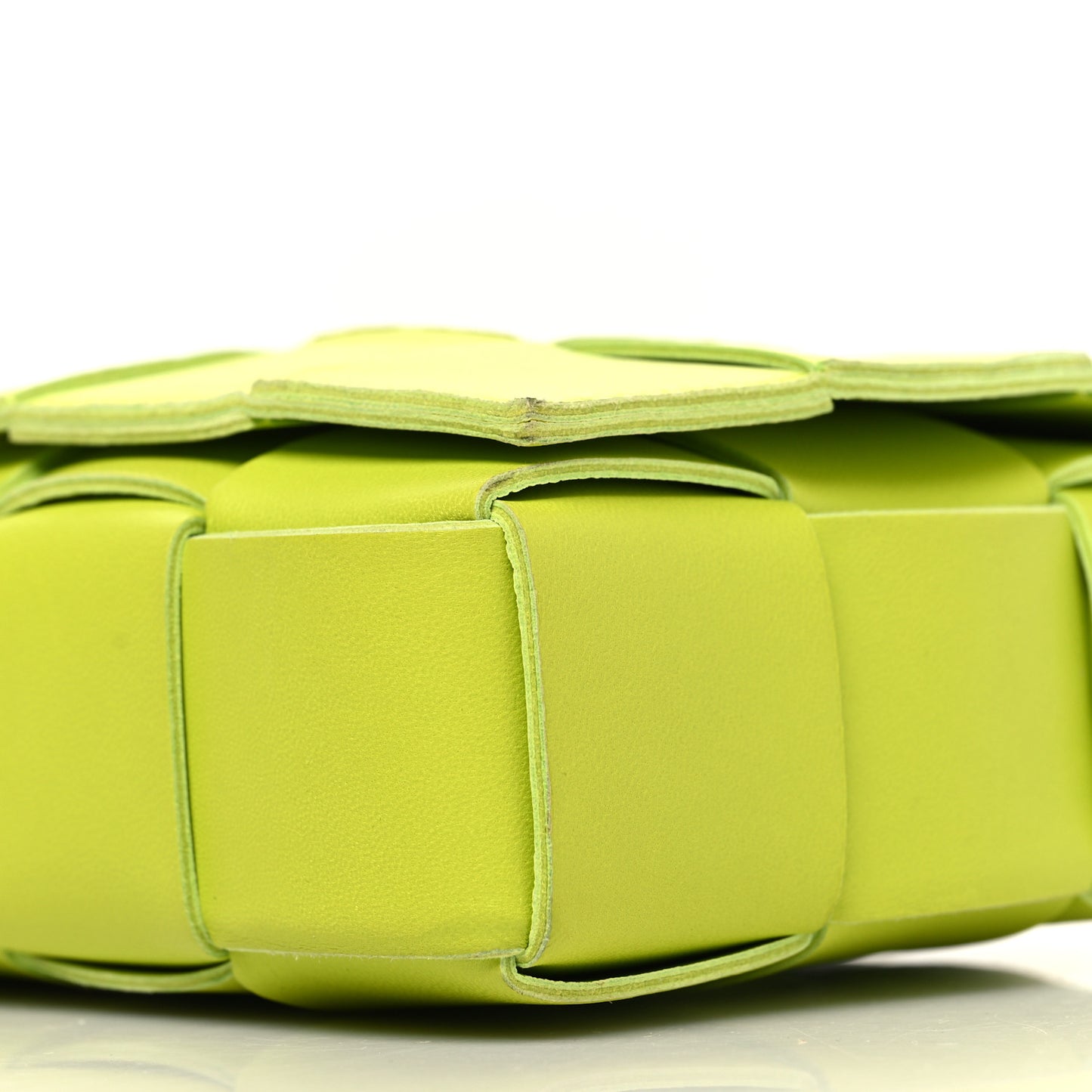 Lambskin Maxi Intrecciato Cassette Crossbody Bag Acid Kiwi
