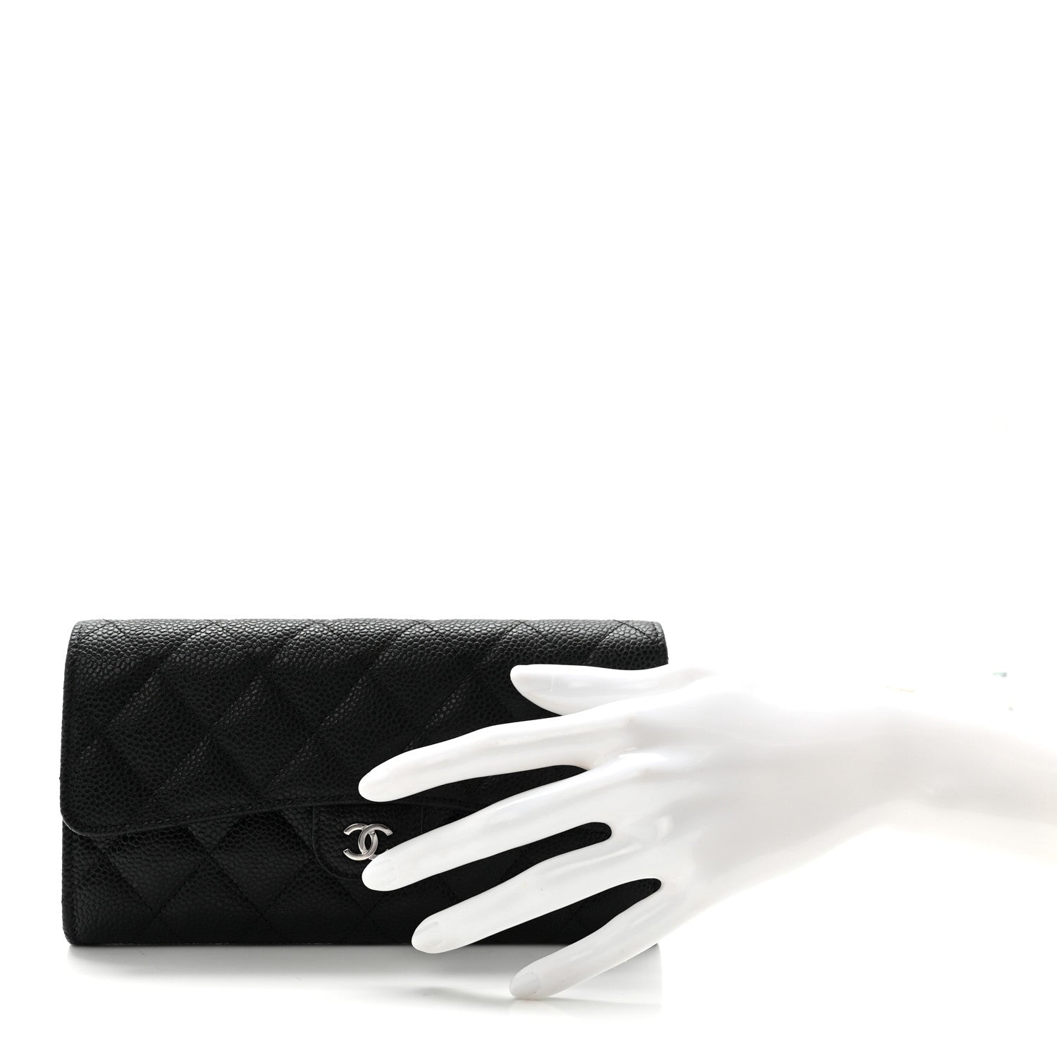 Chanel Caviar Quilted Large Gusset Flap Wallet Black 2 of 9