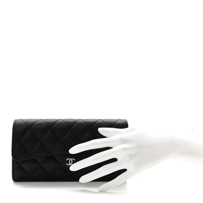 Chanel Caviar Quilted Large Gusset Flap Wallet Black 2 of 9