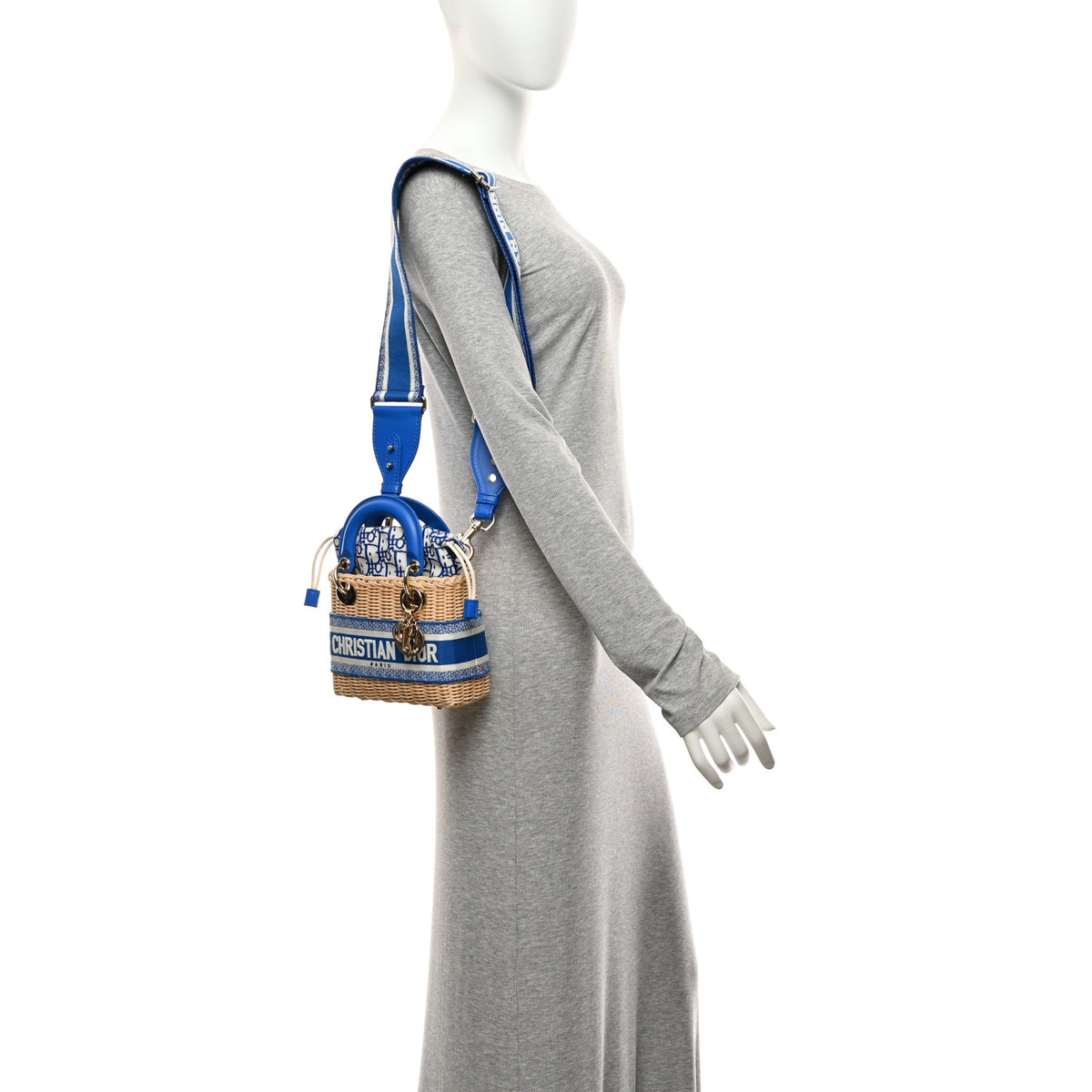 Christian Dior Wicker Oblique Mini Lady Dior Bag Florescent Blue 2 of 10