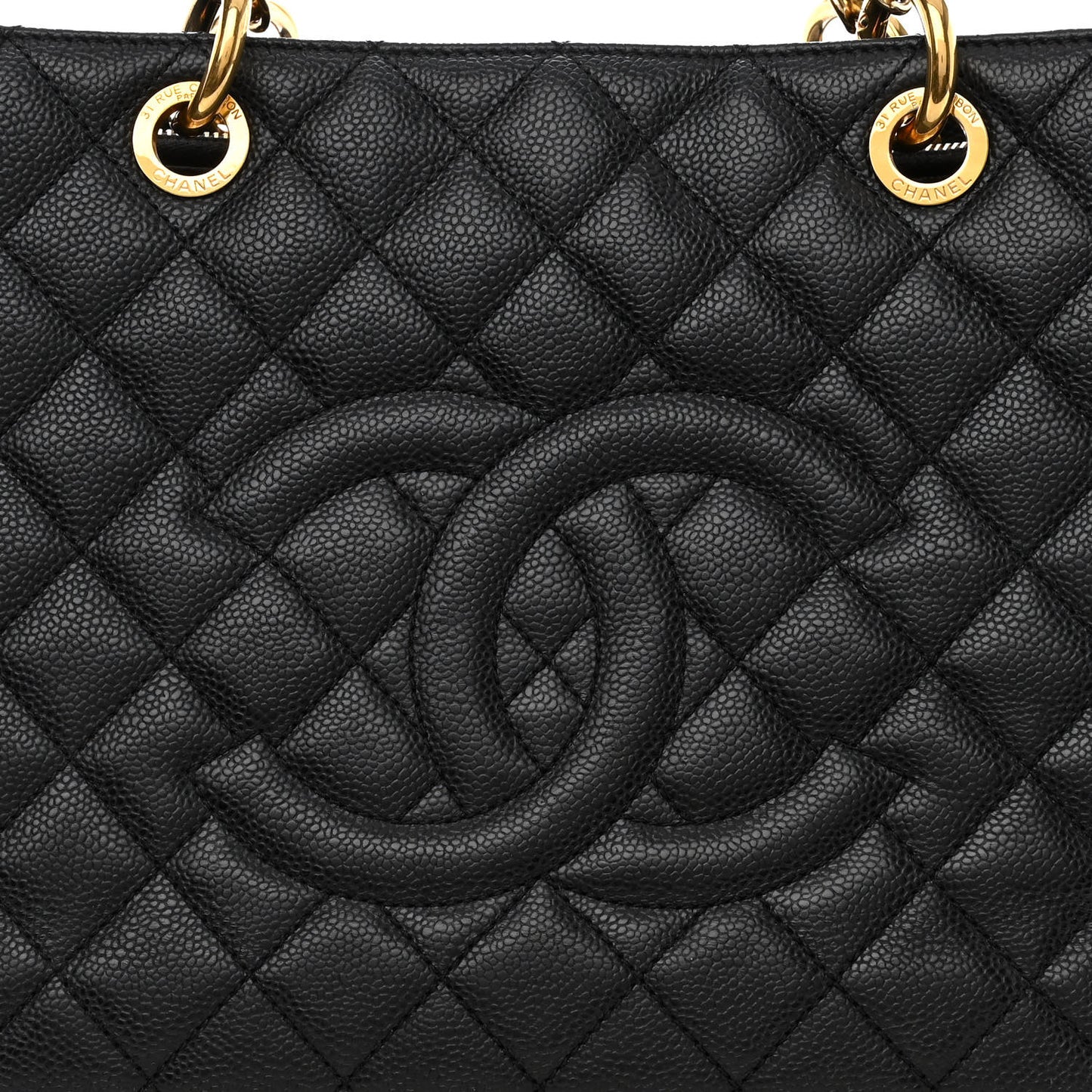 Caviar Quilted Grand Shopping Tote GST Black