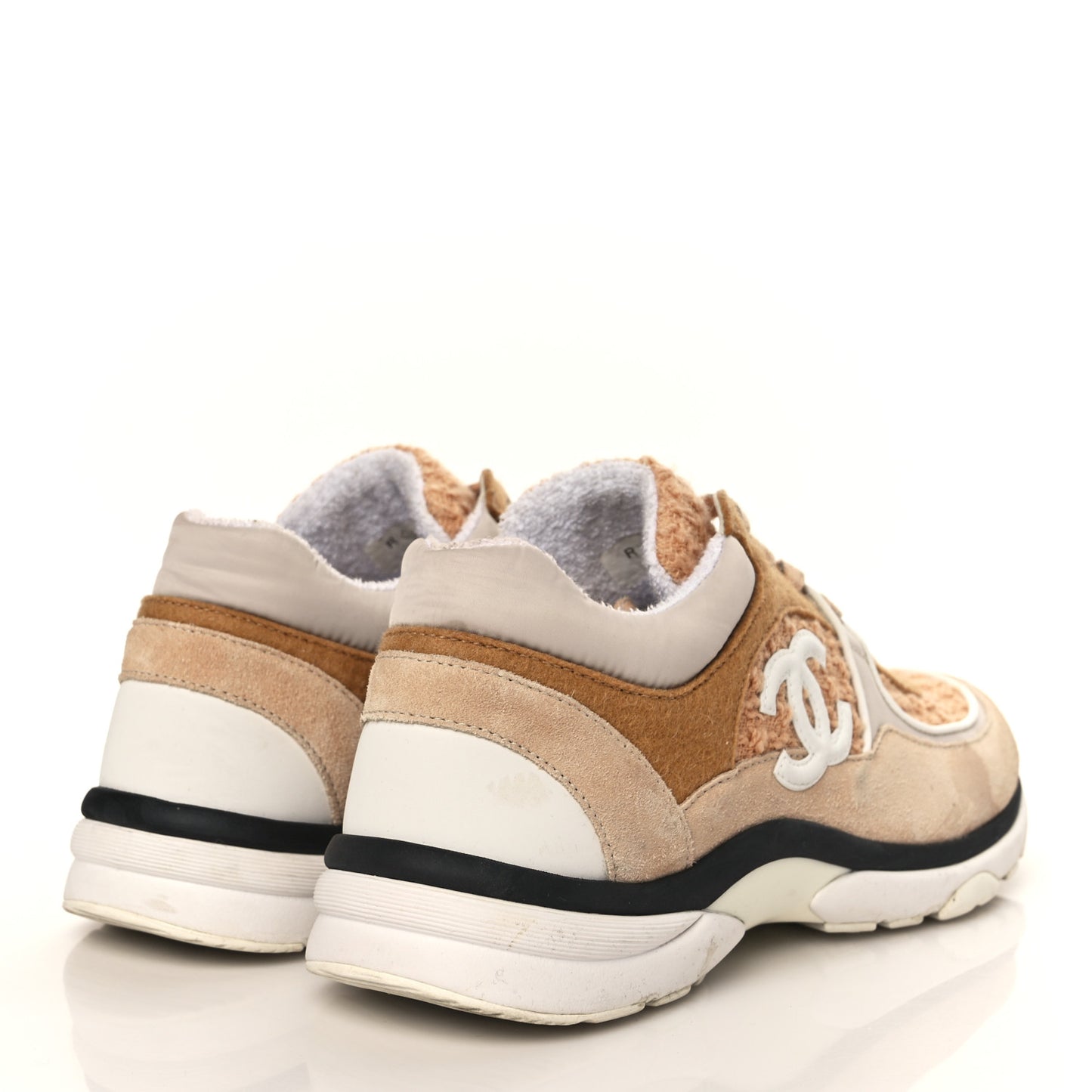 Suede Tweed Felt CC Sneakers 41 Beige