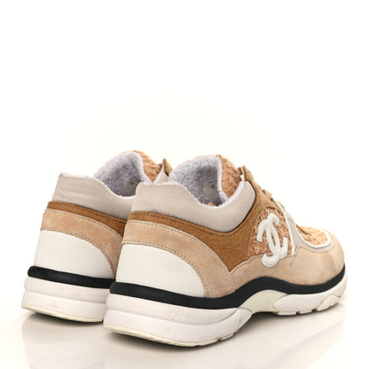 Chanel Suede Tweed Felt CC Sneakers 41 Beige 4 of 15