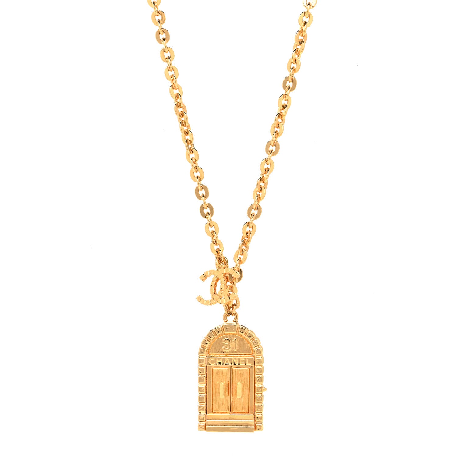 Chanel Metal 31 Rue Cambon Door Long Necklace Gold 1 of 6