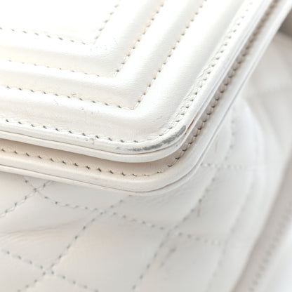Chanel Lambskin Quilted Chevron Medium Boy Flap White 13 of 24