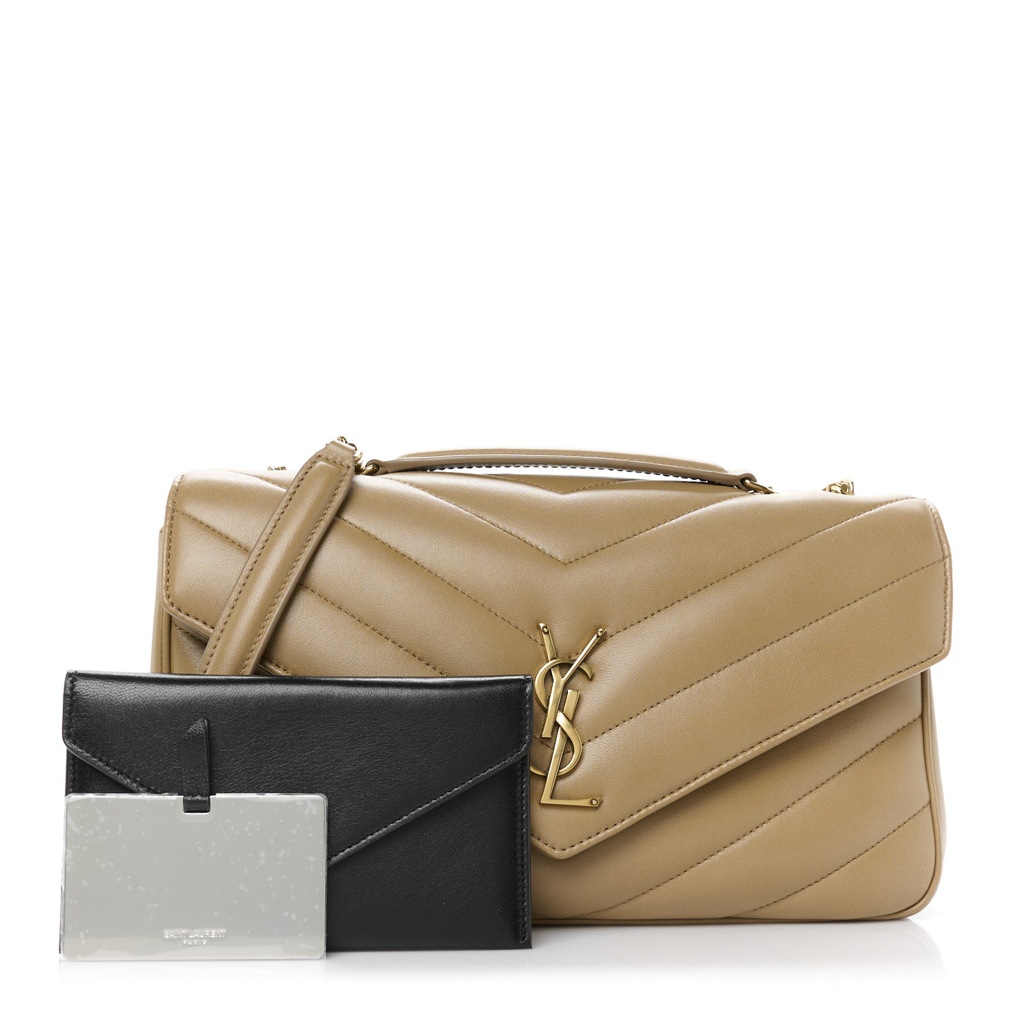 Lambskin Chevron Quilted Medium Loulou Tan