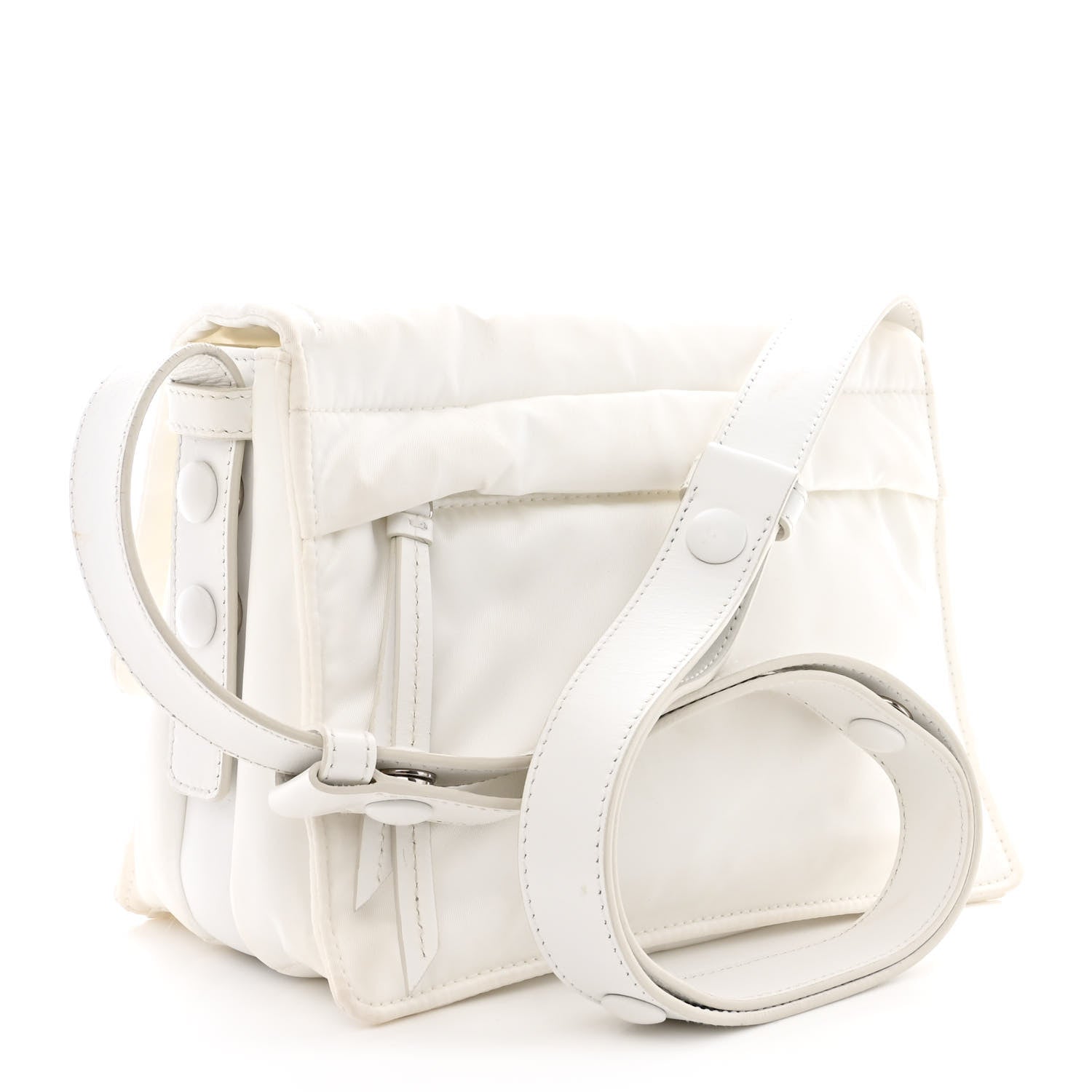 Prada Re-Nylon Vitello Padded Small Flap Shoulder Bag White 3 of 13