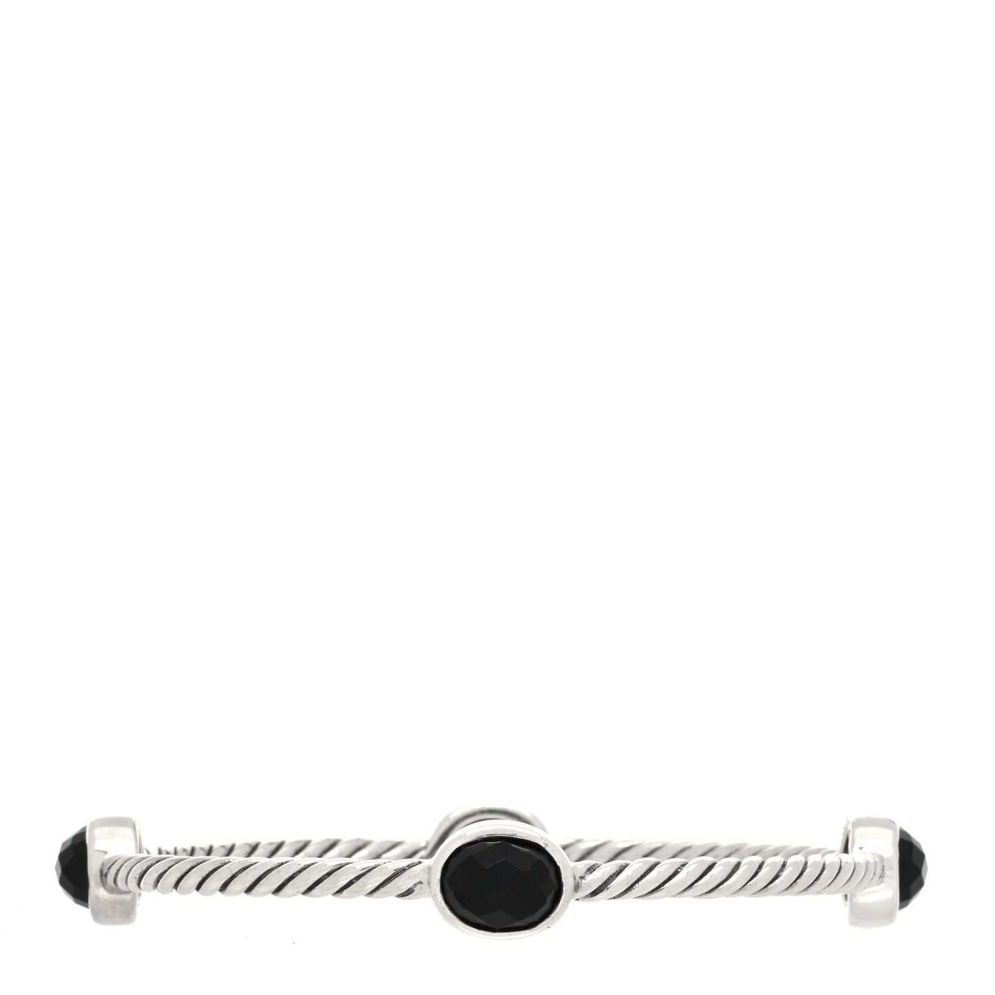 Sterling Silver Black Onyx 3mm Color Classics Four Station Bangle Bracelet