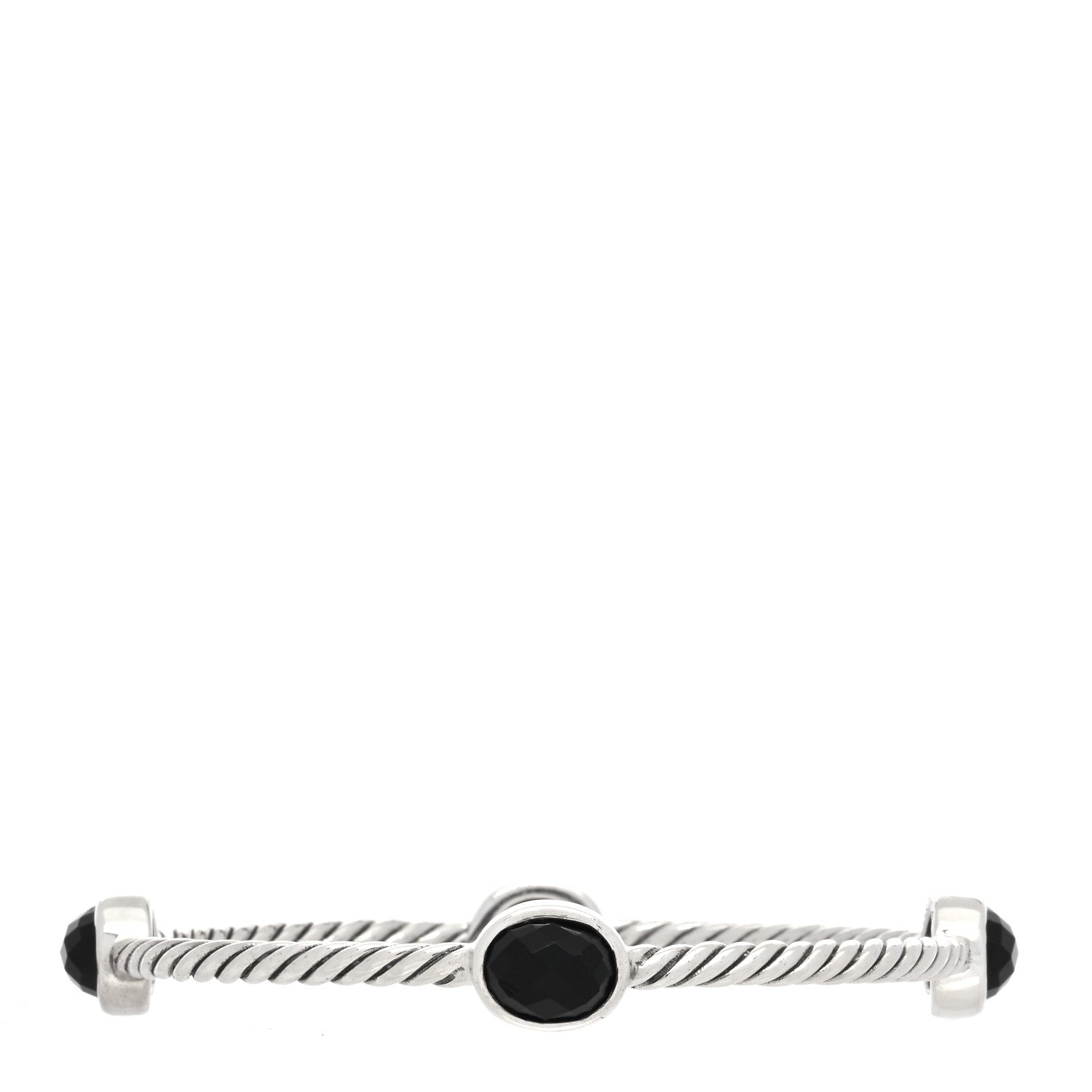 David Yurman Sterling Silver Black Onyx 3mm Color Classics Four Station Bangle Bracelet 2 of 5