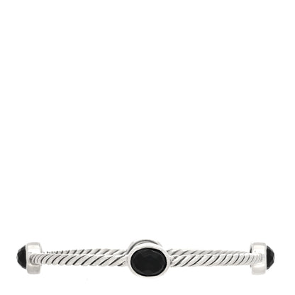 David Yurman Sterling Silver Black Onyx 3mm Color Classics Four Station Bangle Bracelet 2 of 5
