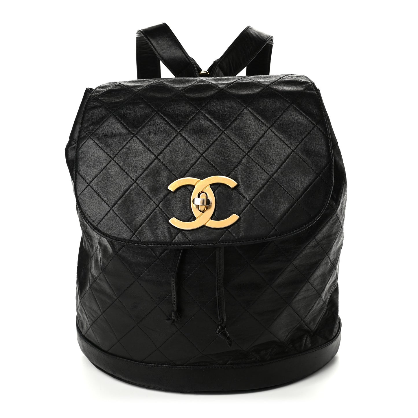 Lambskin Quilted Backpack Black