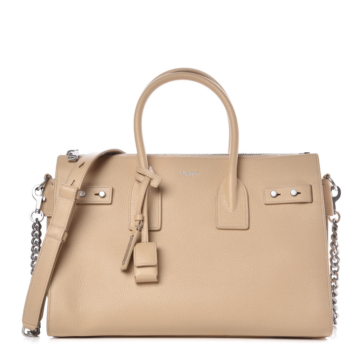 Grained Calfskin Small Souple Sac De Jour Dark Beige