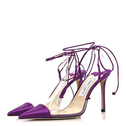 Jimmy Choo Satin PVC Farley 95 Pumps 38 Purple 4 of 8