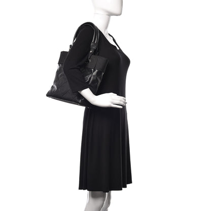 Chanel Coated Canvas Quilted Small Paris Biarritz Tote Black 2 of 10