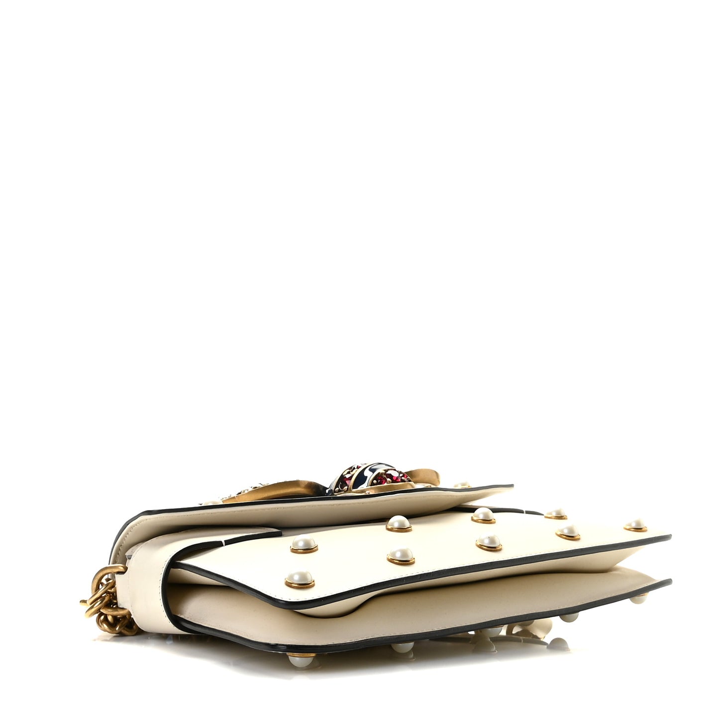 Nappa Pearl Studded Mini Queen Margaret Broadway Shoulder Bag Mystic White