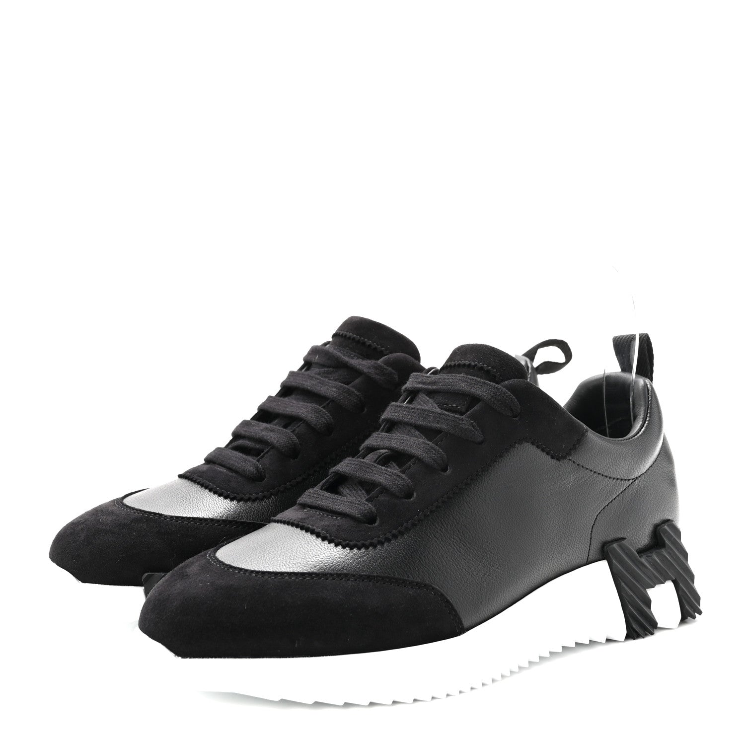 Hermes Goatskin Suede Goatskin Bouncing Sneakers 36 Black 4 of 9