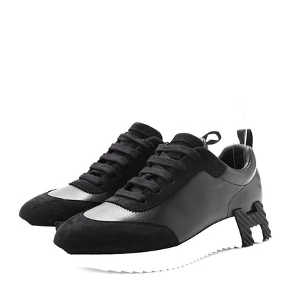 Hermes Goatskin Suede Goatskin Bouncing Sneakers 36 Black 4 of 9