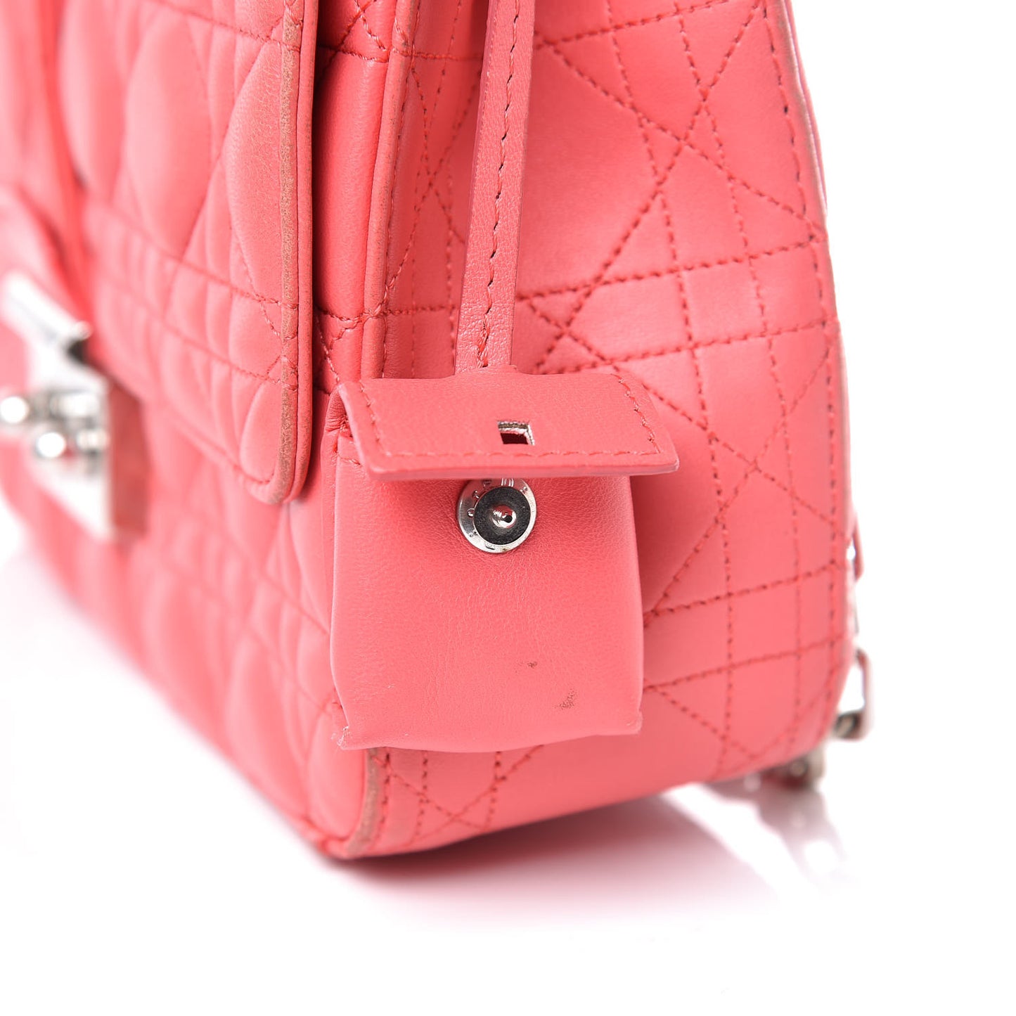 Lambskin Cannage Medium Miss Dior Flap Coral
